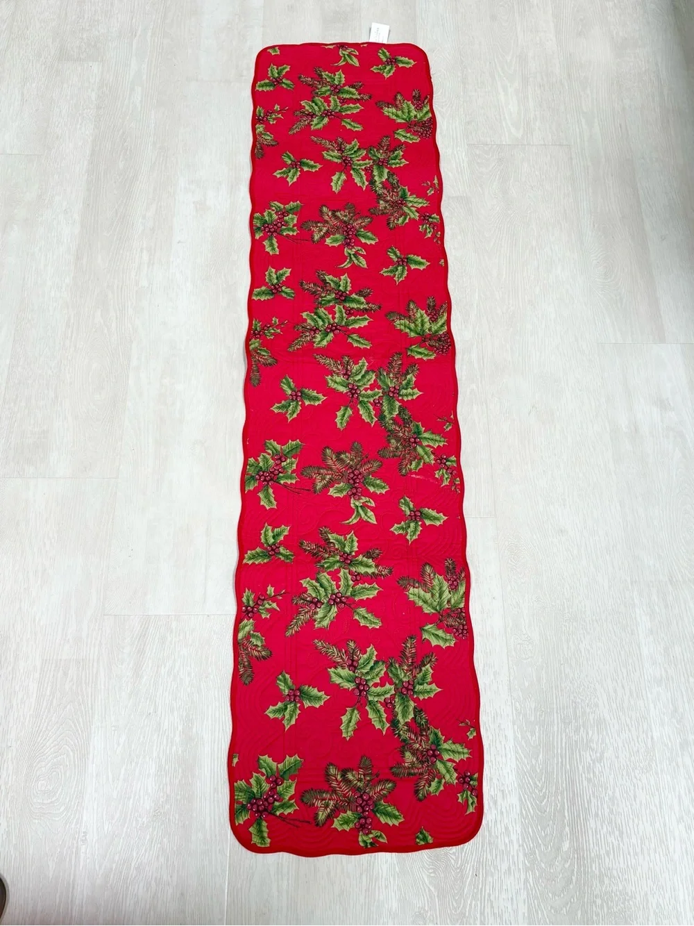 St. Nicholas Square Red Polka Dot Holiday Fabric Accent 13”x 53”